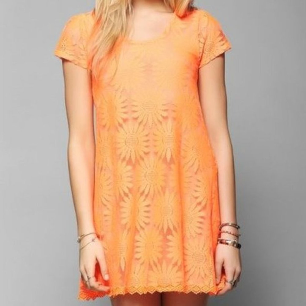 “Kimchi Blue” Neon Orange Lace Dress